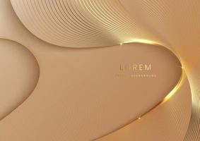Ligne de rayures dorées de conception de modèle de luxe moderne 3d avec fond d'effet de lueur lumineuse. vecteur