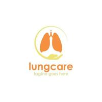 modèle de conception de logo de soins pulmonaires avec icône main, simple et unique. parfait pour les affaires, l'entreprise, la santé, la médecine, etc. vecteur