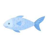 poisson isolé sur fond blanc. personnage de dessin animé de l'océan pour les enfants. poisson simple imprimé enfant. vecteur