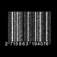 code à barres isolé sur fond noir. code de numérisation de produit universel dans le style doodle. vecteur