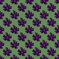 motif sans couture de bourgeons de fleurs violet foncé dans un style dessiné à la main. fond vert. imprimé ornemental fleuri. vecteur