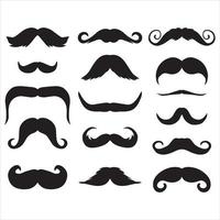 collection de silhouette de moustache noire, illustration vectorielle vecteur