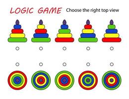pyramide de jouet vue de dessus de jeu logique. carte d'éducation pour les enfants. vecteur