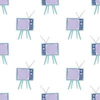 modèle isolé sans couture avec ornement tv bleu. impression de télévision avec fond blanc. vecteur