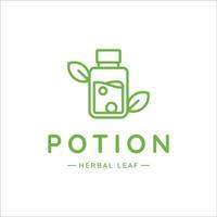 conception d'icône de modèle d'illustration vectorielle d'art de ligne de logo de bouteille ou de pot. chimie de la potion ou symbole naturel à base de plantes pour l'entreprise vecteur