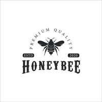 conception graphique d'icône de modèle d'illustration vectorielle vintage de logo d'abeille de miel. concept d'étiquette logotype et typographie vecteur