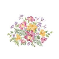 bouquet de fleurs sur fond blanc. cadre fleuri. s'épanouir carte de voeux. décor d'été vecteur