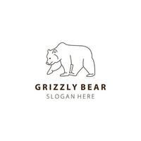 grizzly ours ligne art logo illustration vecteur modèle conception