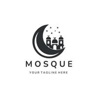 conception de modèle de vecteur de logo vintage de silhouette de mosquée