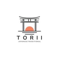 torii japon dessin au trait traditionnel logo vecteur modèle de conception