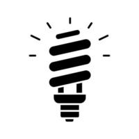 icône de glyphe d'ampoule à économie d'énergie. lampe fluorescente compacte. lumière d'efficacité énergétique. symbole de la silhouette. espace négatif. illustration vectorielle isolée vecteur