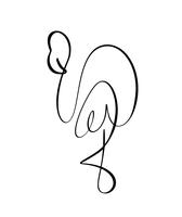 Flamingo restant sur le logo en ligne continue sur une jambe. Illustration vectorielle de la forme de l&#39;oiseau. Élément dessiné main isolé sur fond blanc pour le style élément décoratif logo vecteur