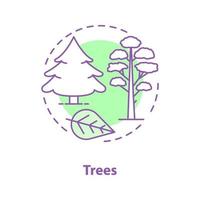 icône de concept d'arbres. parc, illustration de fine ligne d'idée de forêt. pins et sapins, feuille. dessin de contour isolé de vecteur