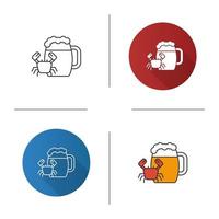 chope de bière avec icône de crabe. ale. design plat, styles linéaires et de couleur. illustrations vectorielles isolées vecteur