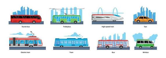 ensemble de concept de conception de transport public vecteur