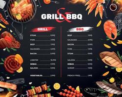 conception de menus barbecue grill vecteur