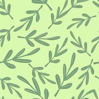 motif harmonieux à base de plantes aléatoire avec brindilles de feuilles vertes doodle. fond pastel. vecteur