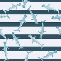 modèle sans couture de requin marteau dans un style scandinave. fond d'animaux marins. illustration vectorielle pour enfants textile drôle. vecteur