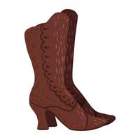 paire de bottes antiques sur fond blanc. chaussures vintage couleur marron dans un style doodle. vecteur