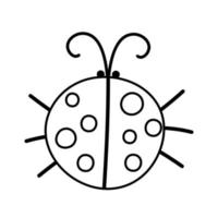 icône de coccinelle noir et blanc de vecteur. contour de la page de coloriage des insectes des bois, des forêts ou des jardins. illustration de coccinelle mignonne pour les enfants isolés sur fond blanc vecteur