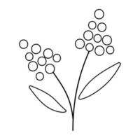 icône de vecteur de fleurs noir et blanc. les premières plantes en fleurs décrivent l'illustration ou la page de coloriage. clipart floral. jolie verdure abstraite de printemps isolée sur fond blanc.