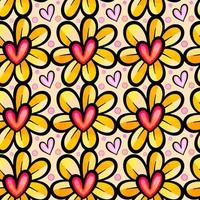 motif aquarelle de coeurs de marguerite floral jaune vecteur