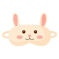 masque de sommeil pour enfants lapin sur fond blanc. masque facial pour dormir humain isolé dans un style plat vecteur