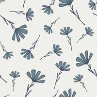 motif de jardin nature harmonieux aléatoire avec des marguerites de contour bleu marine. fond clair. vecteur