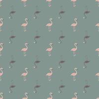 motif harmonieux de tons pâles avec imprimé tropique doodle flamingo bird. fond bleu dans la palette pastel. vecteur