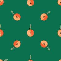 modèle de doodle sans couture végétarien avec des pommes. ornement minimaliste sur fond vert. vecteur