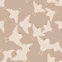 modèle sans couture de palette pastel avec des silhouettes d'oiseaux volants aléatoires. fond clair beige. vecteur