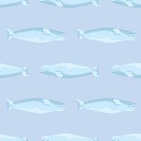 béluga à motif transparent sur fond bleu linght. modèle de personnage de dessin animé de l'océan pour les enfants. vecteur