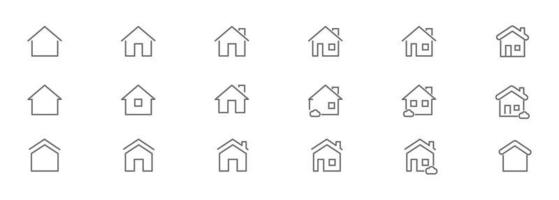 collection vectorielle d'icônes de ligne de maison sur fond blanc vecteur