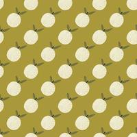 motif décoratif sans couture avec imprimé de silhouettes de mandarines légères. fond d'olive verte. vecteur