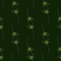 modèle de doodle sans couture de nature de champ avec de simples formes profilées de millefeuille. fond vert foncé. vecteur