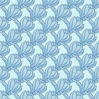 motif harmonieux de nature décorative dans les tons bleus avec des éléments de fleurs de magnolia. vecteur