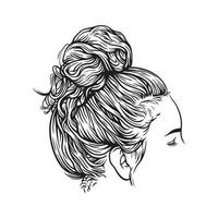 femmes désordonné chignon chignon coiffure dessin au trait illustration vectorielle vecteur