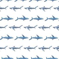 requin bleu modèle sans couture isolé sur fond blanc. couleur grise et bleue texturée de poissons marins à toutes fins. vecteur