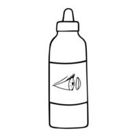liquide pour lentilles isolé sur fond blanc. produit d'hygiène des yeux dans le style doodle. vecteur