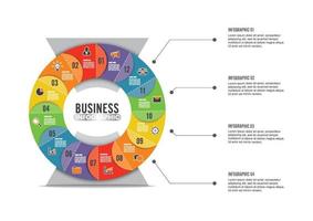 modèle d'infographie de diagramme circulaire avec 12 options pour les présentations, la publicité, les mises en page, les rapports annuels. vecteur