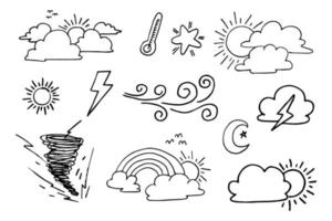 ensemble vectoriel d'éléments de doodle météo, à des fins de conception