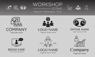 ensemble d'icônes de concept simple d'atelier. contient des icônes telles que réunion, entreprise, entreprise, formation, etc., peut être utilisé pour le Web et les applications. vecteur
