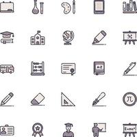 icônes d'éducation en style rempli en pointillés à toutes fins parfaites pour la présentation d'applications mobiles de site Web vecteur