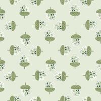 motif de forêt harmonieux créatif avec petit ornement de gland vert. fond pastel clair. vecteur