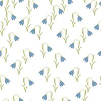 modèle sans couture de botanique avec impression d'ornement bluebell bleu vif. formes de fleurs isolées. fond blanc. vecteur