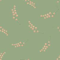 motif de griffonnage sans couture d'ornement de muguet de couleur rose aléatoire. fond vert pâle. œuvre de botanique. vecteur