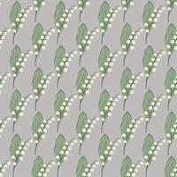 motif floral sans couture de style vintage avec ornement de muguet vert et blanc. fond violet. vecteur