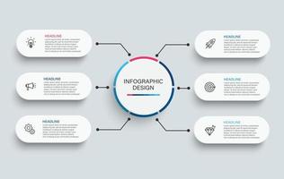 étapes de conception de modèle d'infographie de processus de chronologie d'entreprise avec des icônes vecteur