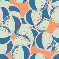 motif décoratif sans couture avec des éléments de boules bleues aléatoires doodle. fond orangé. conception simple. vecteur