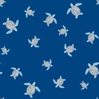 tortues de mer à motif sans couture. jolie tortue marine dans un style doodle. vecteur